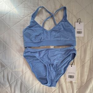 Girlfriend Collective Light Blue Bra and Panty Set